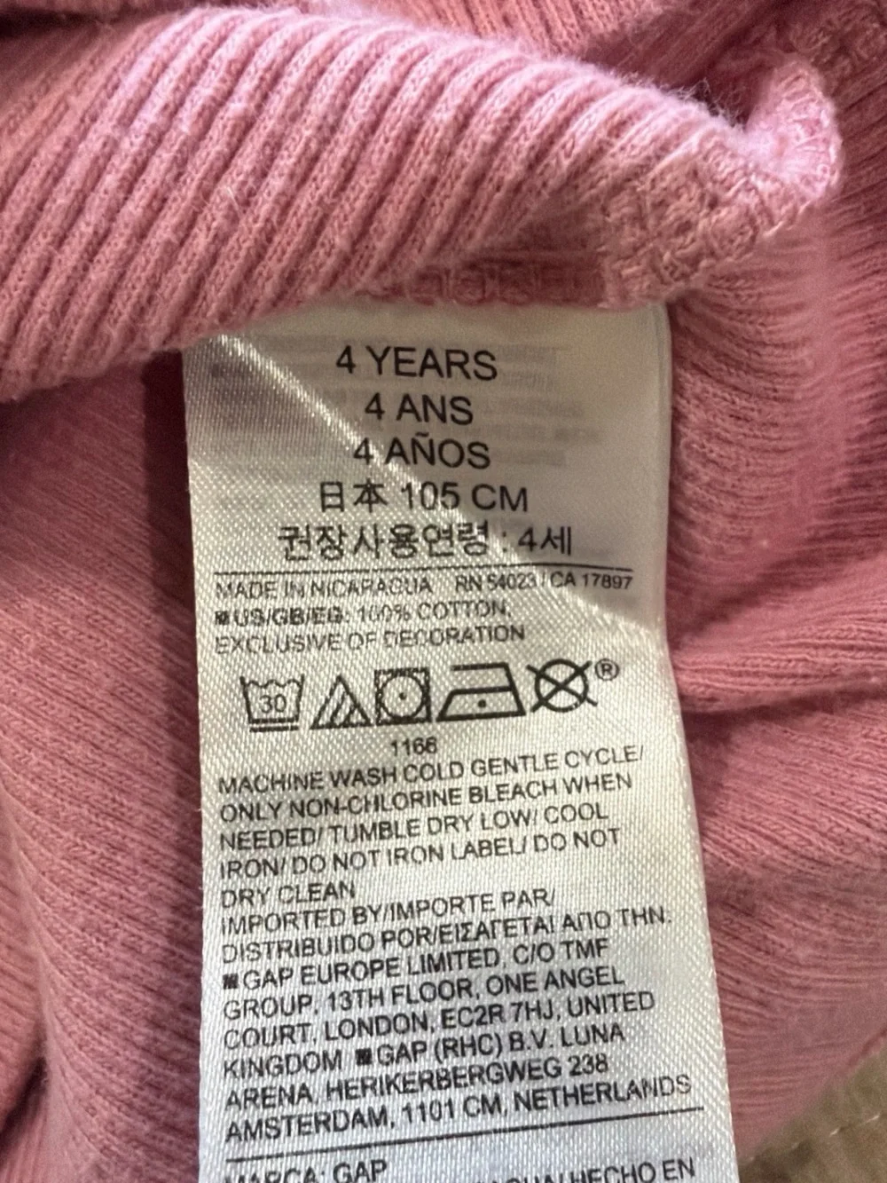 GAP Girls' Ribbed Long-Sleeve Tops - Pink & Cream